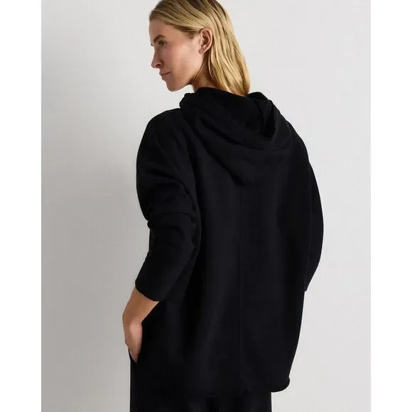 Quince Hoodie Organic French Terry Hooded Pullover Sweater Black size Large - Picture 3 of 10